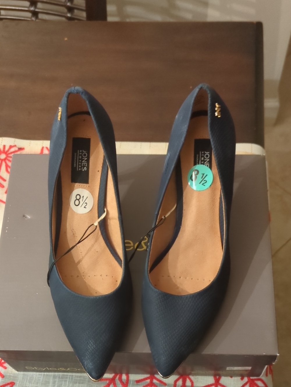 Jones New York Dark Blue Pointed-Toe Slingback Pumps